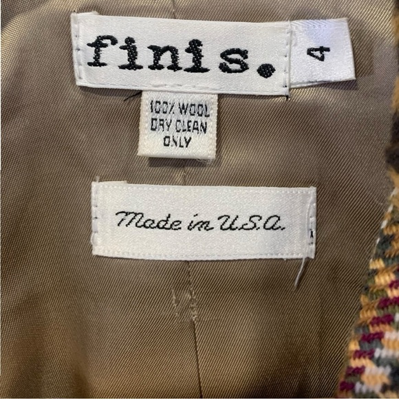 Vintage Finis Retro Y2k Faux Fur Collar Button Front  Blazer Plaid Size 4 - Picture 12 of 12